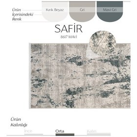 Resim Cool Halı Safir 8617 Mavi Yolluk Uzun Antre Hol Koridor Halısı Modern Dokuma Yatak Odası Halı Yolluk 