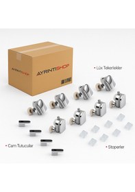 Resim Ayrıntıshop Duşakabin Metal Lüx Tekerlek 8li Set Krom 