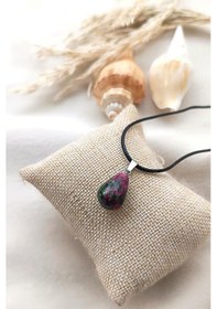 Resim Kolye Gerdanlık Yoga Reiki Doğal Zoizit Taşı Kadın Takı Hediye 