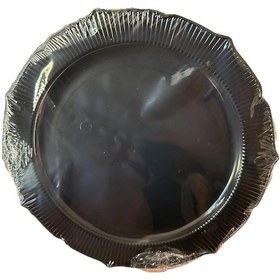 Resim Omeyva Davet Parti Sunum Doğum Günü Siyah Renkli Sert Plastik Mika Tabak - 22 Cm. -6 Adetlik 10 Paket Siyah 