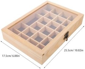 Resim Bölmeli Ahşap Mücevher Organizeri Kapaklı Takı Kutusu Kristal Mineral ve Örnekler İçin Şeffaf Kapaklı Koleksiyon ve Gösterim Kutusu 