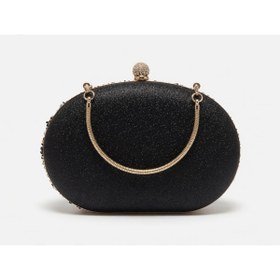 Resim Jale Kadın Şık Siyah Beyaz Taşlı Kol Ve Omuz Clutch Portföy Taşlı Abiye Çanta 