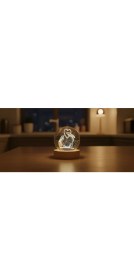 Resim 3D LED Kalpli Yunus Balığı Kristal Küre - Sarı Işıklı, Dekoratif ve Hediyelik Ürün 