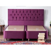 Resim Niron Purple Baza ve Başlık Seti 200x200 cm Çift Kişilik Sandıklı Mor Kumaş Baza ve Başlığı 