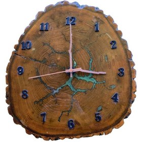 Resim Lichtenberg Desenli Epoksi Kaplamalı Ahşap Duvar Saati Bronz 