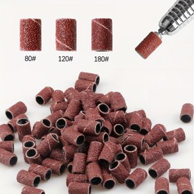Resim Elektrikli Matkap Makinesi Aksesuarları Manikür Araçları için Tırnak Sanatı Zımpara Bantları 80# 120# 180# Zımpara Kremi Ucu 