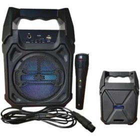Resim Karaoke Mikrofonlu Fm Radyolu Bluetooth Hoparlör Yüksek Ses Kaliteli 