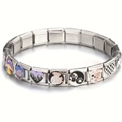 Resim Yeni Moda Punk Tarzı İtalyan Bileklik Ayrılabilir Aksesuar Modülü Siyah Beyaz Kare Desenli Sevgi Serisi DIY Çok Amaçlı Metal Aksesuar 