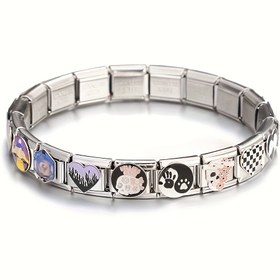 Resim Yeni Moda Punk Tarzı İtalyan Bileklik Ayrılabilir Aksesuar Modülü Siyah Beyaz Kare Desenli Sevgi Serisi DIY Çok Amaçlı Metal Aksesuar 
