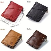 Resim HUMERPAUL Kadın Moda Hakiki Deri Cüzdan Fermuarlı Cepli, Günlük Stil, Çıtçıtlı Kapatma, Polyester Astarlı, Kuru Temizleme, Baskısız, Kenar Boyalı - Geniş Kapasiteli Çok İşlevli Clutch 