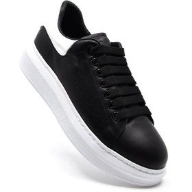 Resim Fosco Hakiki Deri Erkek Sneaker Ayakkabı Siyah Beyaz 9838 