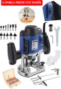 Resim stilmax Germany 4000W 6 Kademe Devir Ayarlı Dikey Çift Kollu Ahşap Freze Makinesi 12Ad Freze Ucu Hediyeli 