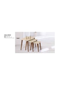 Resim Zigon Osm Oval Tabla Ayak Sehpa Parlak Ceviz Krem Ahşap Kayın Torna Ayak El Yapım Kutu Sevk 