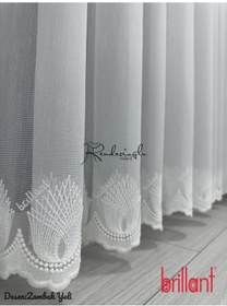 Resim Tül Perde Brillant Marka Titi Zemin Etek İşleme Zambak Yeli Ekru 