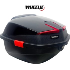 Resim WHEELIE XT01-B 32 Litre Motosiklet Arka Çanta Siyah Parlak Su Geçirmez ABS Top Case Çift Kilitleme Üniversal 
