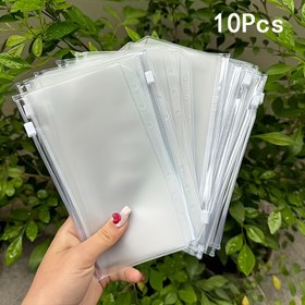 Resim 10 Adet A6 Şeffaf Fermuarlı Zarf - Yeniden Kullanılabilir Hediye Çantası, İçecek Saklama Torbasa, Dosya Klasörü, Fiş Defteri Ofis kulllanimi i 