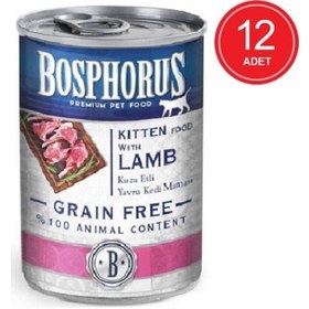 Resim Bosphorus Kuzu Etli Tahılsız Konserve Yavru Kedi Maması 12 x 400 G 