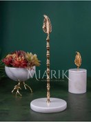 Resim MIARIK DESIGN & DEKORASYON Beyaz Mermer Yaprak Detaylı Peçetelik Havluluk (gold Altın) 