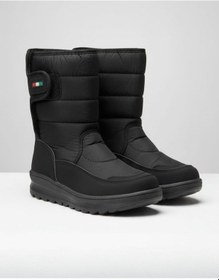 Resim Su Geçirmez Kaymaz Taban İçi Kürklü Uzun Bot Erkek Ve Kızlar İçin Kar Botu Siyah 