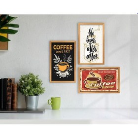 Resim Bk Home Coffee Tasarımlı Dekoratif 3’Lü Retro Ahşap Tablo-13 (551047512) 