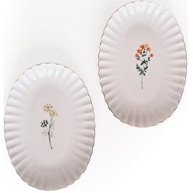 Resim Porselen Tiny 2 Parça 24 Cm Kayık Tabak Açık 