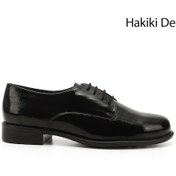 Resim Gön Siyah Rugan Bağcıklı Hakiki Deri Oxford Ayakkabı Siyah Rugan 