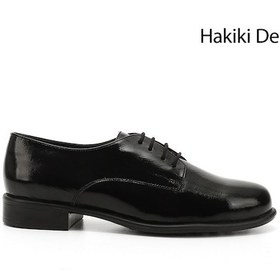 Resim Gön Siyah Rugan Bağcıklı Hakiki Deri Oxford Ayakkabı Siyah Rugan 