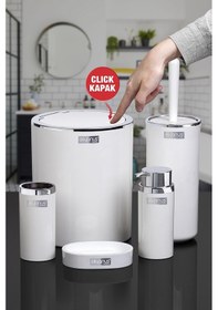 Resim Okyanus Home Beyaz Yuvarlak Krom 5'Li Banyo Seti 