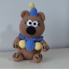 Resim nildamigurumi Amigurumi Örgü Oyuncak Ayı Palyaço 24 Cm 