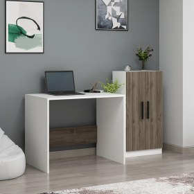 Resim Dekorosso Stic Dolaplı Çalışma Masası Beyaz-Ceviz 