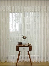 Resim Damask Desenli Özel Örme Dokulu Tül Perde, 350x260, Sık Pile, 1/3 
