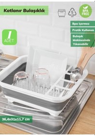 Resim Bulaşıklık Katlanır Tabaklık Bardaklık Silikon Tabaklık Bpa Free Beyaz Gri 