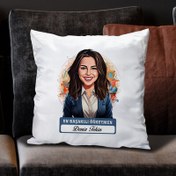Resim Karikatürlü En İyi Kadın Öğretmen Yastık 