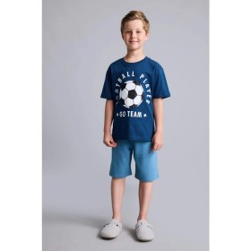 Resim DeFacto Regular Fit Baskılı 2'li İndigo Pijama Takımı Erkek Çocuk H8193A826HS 