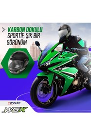Resim Wogen Fullface Kask Karbon Siyah-Yeşil ( 