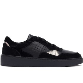 Resim Derimod Kadın Siyah Bağcıklı Deri Sneaker 25AFD420214 