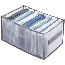 Resim Fochsia Gri Büyük 7 Gözlü Çekmeceli El Sapalı Yıkanabilir Gardırop Giysi Saklama Kutusu 