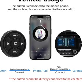 Resim Serfhyff Kablosuz Bluetooths Uzaktan Kumandalı Araba Motosiklet Bisiklet Medya Düğmesi Mp3 Müzik Çalar Ios Android Telefon Tablet (Yurt Dışından) 