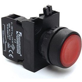 Resim CP Serisi Plastik 1NC Yaylı Düz Kırmızı 22 mm Buton 