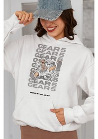 Resim Sevbano Monkey D. Luffy Gear 5 Baskılı Unisex Oversize One Piece Anime Ka beyaz 