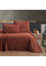 Resim Pasioni Pamuklu Parça Boyama Este Çift Kişilik Yatak Örtüsü Kiremit 