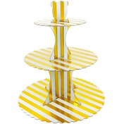 Resim Cupcake Standı. 3 Katlı. Metalik Altın Çizgili 