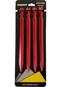 Resim Alpinist Alüminyum 6061 Çadır Kazığı 18 Cm Kırmızı 4'lü Çok Renkli 