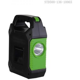 Resim Yüksek Işık Kamp Feneri El Feneri Şarjlı Ve Güneş Enerjili 3w+1w Siyah - Yeşil 