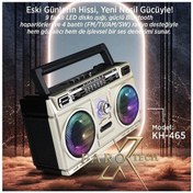 Resim Retro Bluetooth Ve Led Işıklı Radyo 