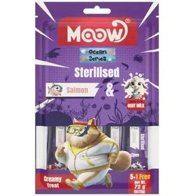 Resim Moow Somonlu ve Keçi Sütlü Kısırlaştırılmış Sıvı Kedi Ödül Maması 1 Adet 6x12 Gr 