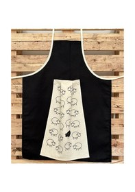 Resim Havlulu Mutfak Önlüğü Panama Örgülü Siyah 