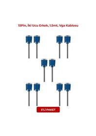 Resim S-lınk Sl-vga16, 15pin, İki Ucu Erkek, 1.5mt, Vga Kablosu 5li Paket 
