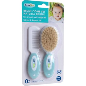 Resim Babyjem Fırça Tarak Seti Doğal Kıl Mavi 