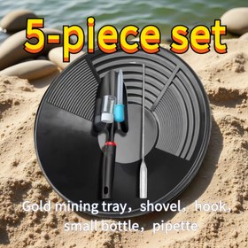 Resim 3/5 Adet Taşınabilir Manuel Altın Arama Seti, Altın Tavası, Kürek, Kanca, Küçük Şişe, Pipet ve Nehir Yatağı Altın Külçe Çıkarma Tavası, Dağ ve Nehir Keşfi İçin Verimli Temizleme Yardımı 